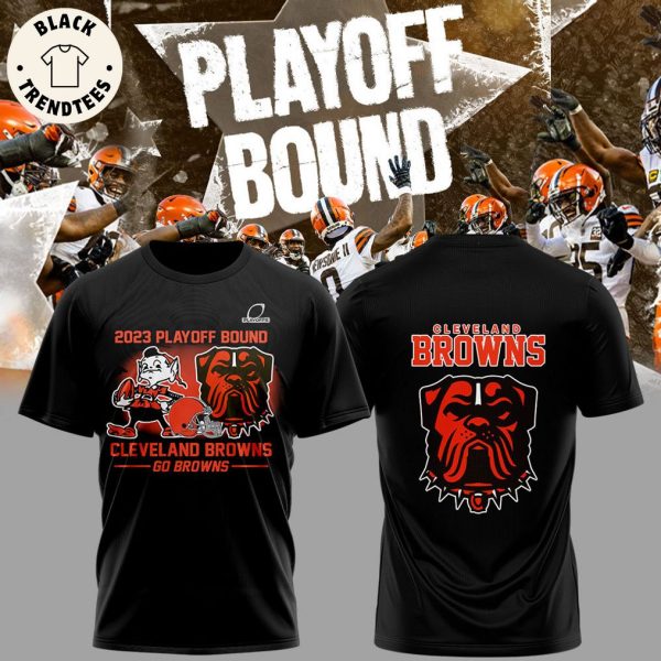 2023 Cleveland Browns Playoff Go Browns NFL Logo Black Design 3D T-Shirt