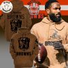 2023 Cleveland Browns Playoff Go Browns Mascot Orange Design 3D Hoodie Longpant Cap Set