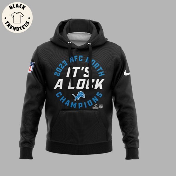 2023 NFC North Champions Detroit Lions Black Nike Logo Design 3D Hoodie  Longpant Cap Set