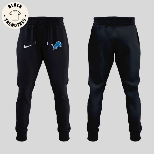 2023 NFC North Champions Detroit Lions Black Nike Logo Design 3D Hoodie  Longpant Cap Set