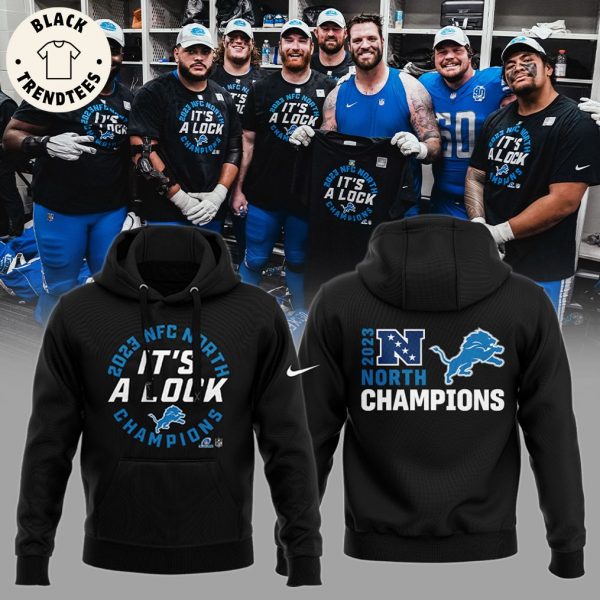 2023 NFC North Champions Detroit Lions Nike Logo Black Design 3D Hoodie  Longpant Cap Set