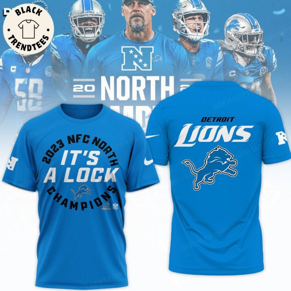 2023 NFC North Division Champions Detroit Lions Mascot Blue Design 3D Hoodie