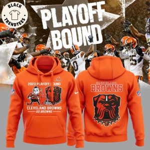 2023 Playoff Cleveland Browns Go Browns NFL Logo Orange Design 3D Hoodie Longpant Cap Set