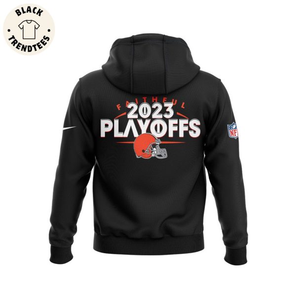 2023 Playoff Cleveland Browns Go Browns Nike Logo Black Design 3D Hoodie