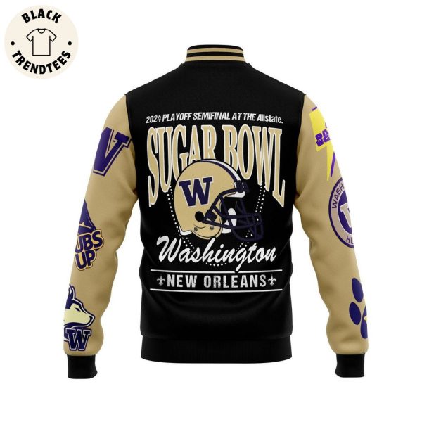 2024 Playoff Semifinal At The Allstate Sugar Bowl Washington New Orleans Black Design Baseball Jacket