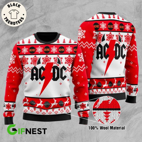 AC DC Christmas Red White Design 3D Sweater