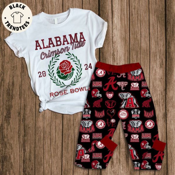 Albama Crimson Tide 2024 Rose Bowl White Design Pajamas Set