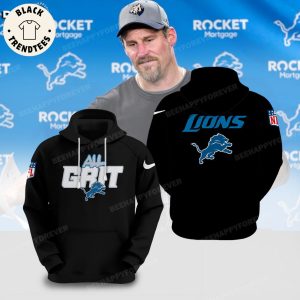 All Grit Mascot Detroit Lions Black Design 3D Hoodie