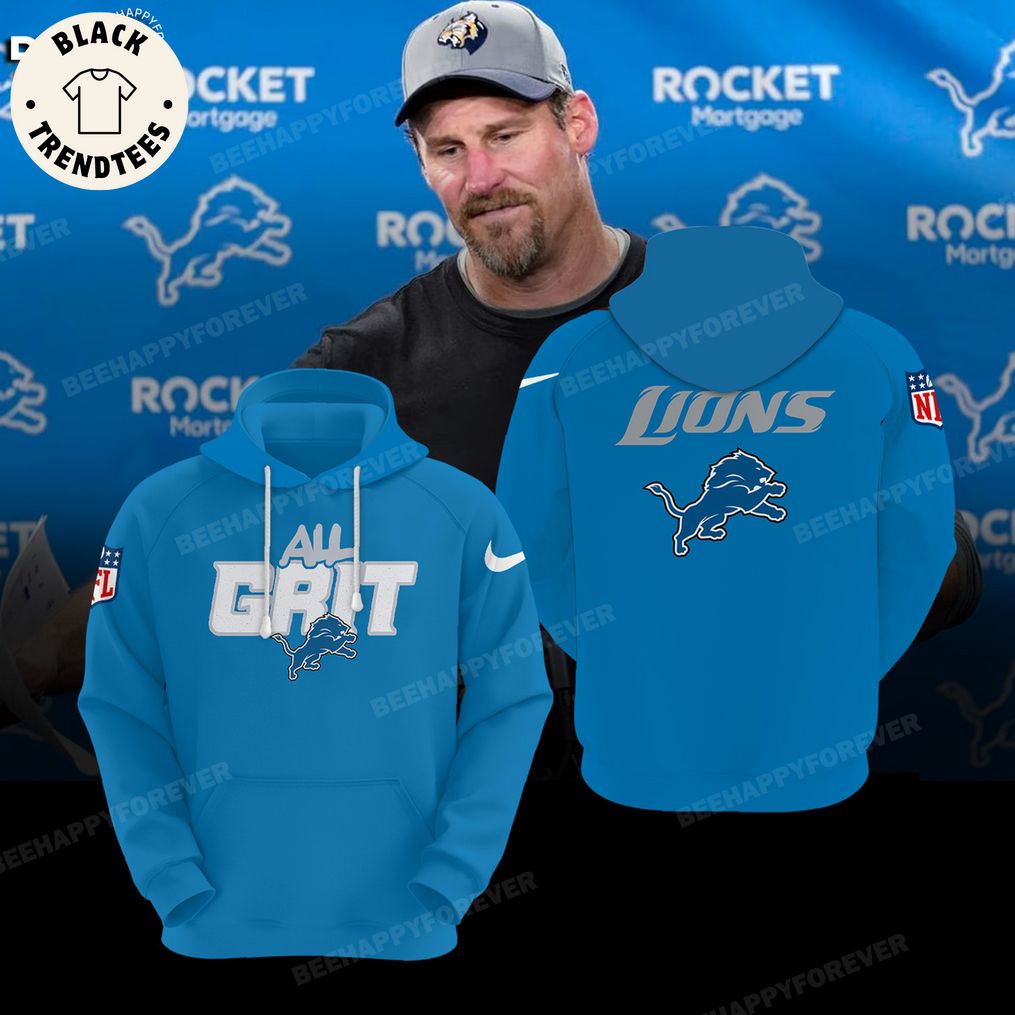 All Grit Mascot Detroit Lions Blue Design 3D Hoodie