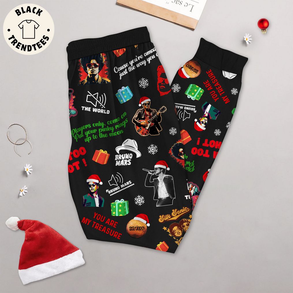 All I Want For Christmas Is A Bruno Mar's New Album Black Design Pajamas Set