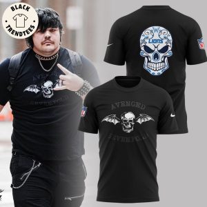 Avenged Skull Detroit Lions Football Black Design 3D T-Shirt