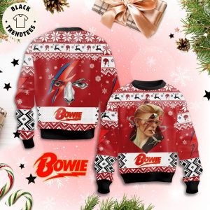 Bowie Portrait Red Christmas Design 3D Sweater