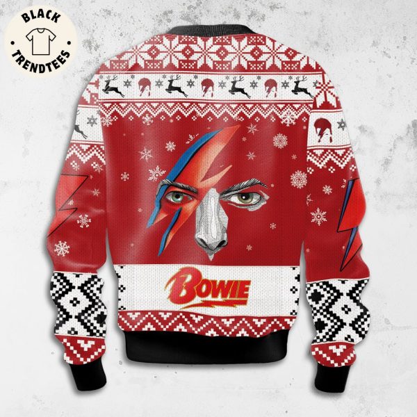 Bowie Portrait Red Christmas Design 3D Sweater