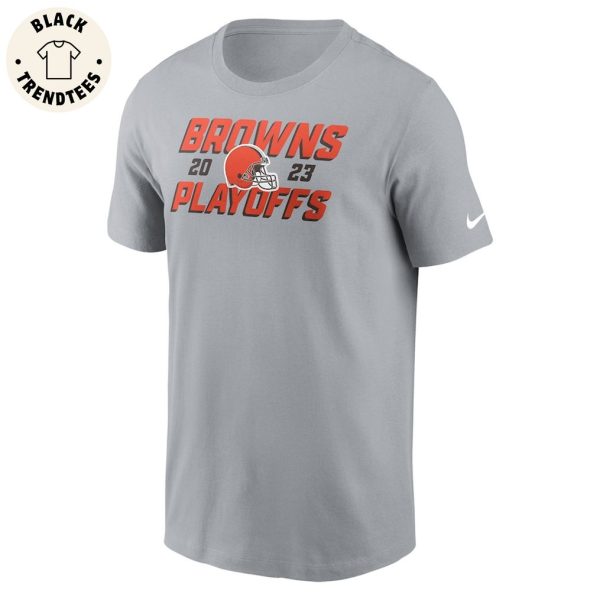 Browns 2023 NFL Playoffs Gray Nike Logo Design 3D T-Shirt