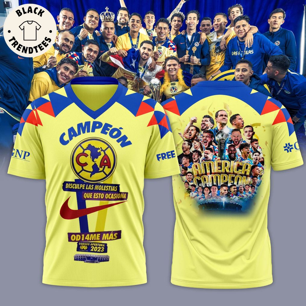 Campeon Club America Champions New Nike Yellow Design 3D T-Shirt