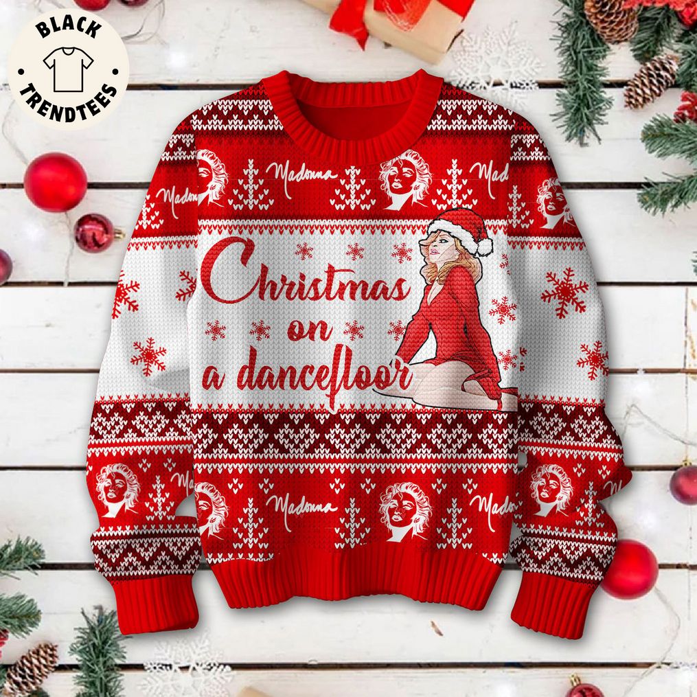 Christmas On A Dance Floor Red White Design 3D Sweater