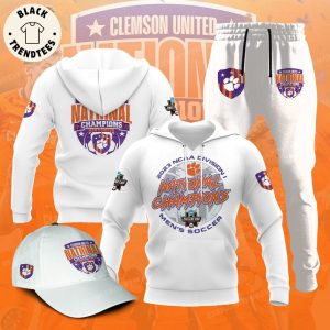 Clemson Tigers 2023 NCAA Men’s Soccer National Champions College Cup Design White Hoodie Longpant Cap Set