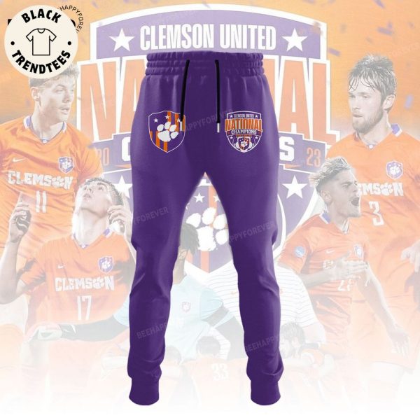 Clemson Tigers 2023 NCAA Men’s Soccer National Champions College Cup Design Purple Hoodie Longpant Cap Set
