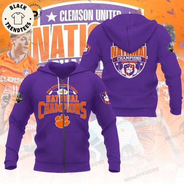 Clemson Tigers 2023 NCAA Men’s Soccer National Champions College Cup Purple Design Hoodie Longpant Cap Set