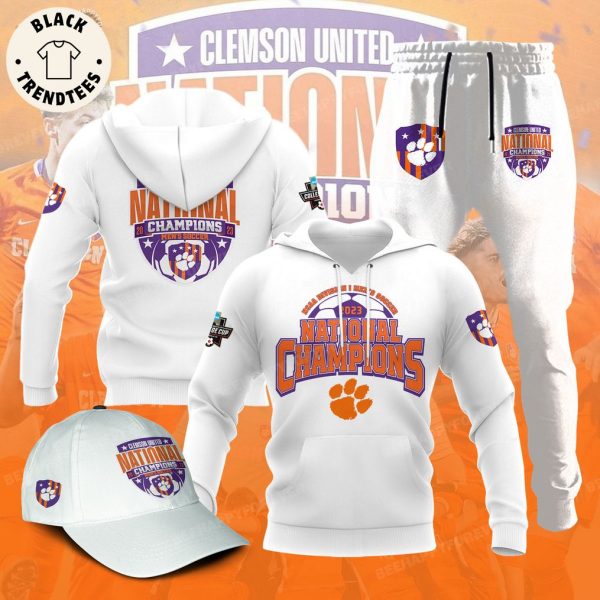 Clemson Tigers 2023 NCAA Men’s Soccer National Champions College Cup White Design Hoodie Longpant Cap Set
