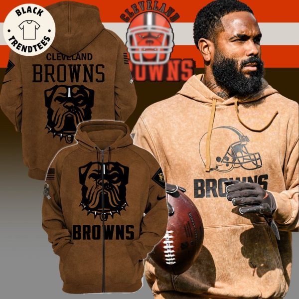 Cleveland Browns-NFL Veterans Day Brown Mascot Design 3D Hoodie