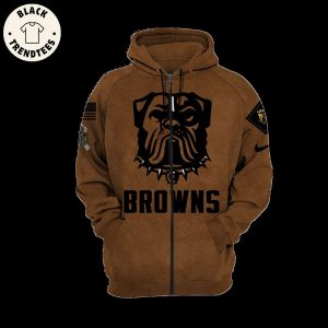 Cleveland Browns-NFL Veterans Day Brown Mascot Design 3D Hoodie