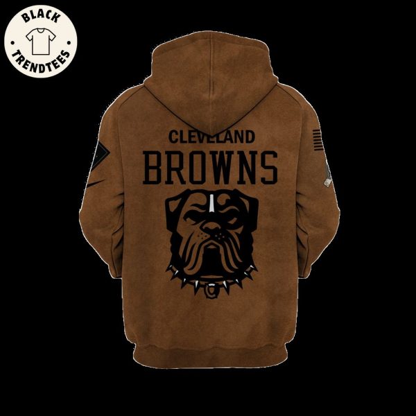 Cleveland Browns-NFL Veterans Day Brown Mascot Design 3D Hoodie