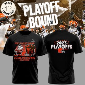 Cleveland Browns Playoff 2023 Go Browns NFL Logo Black Design 3D T-Shirt