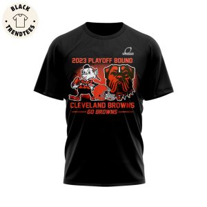 Cleveland Browns Playoff 2023 Go Browns NFL Logo Black Design 3D T-Shirt