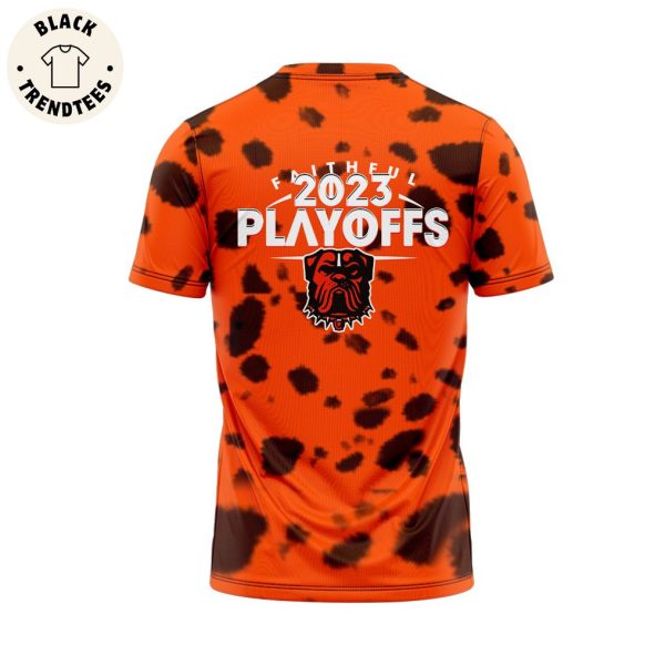 Cleveland Browns Playoff 2023 Go Browns NFL Logo Orange Design 3D T-Shirt