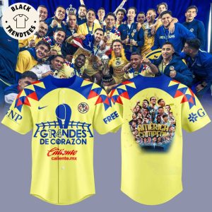 Club America Campeon Caliente Yellow Nike Logo Design Baseball Jersey