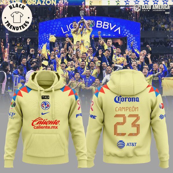 Club America Campeon 2023 Yellow Corona Design 3D Hoodie