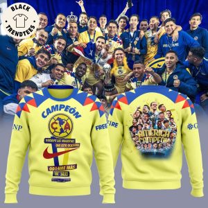 Club America Champions Yellow Nike Logo Design 3D Sweater