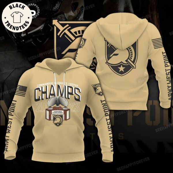 Commander In Chiefs Trophy Champs 2023 United States Military Academy Design Light Brown Hoodie Longpant Cap Set