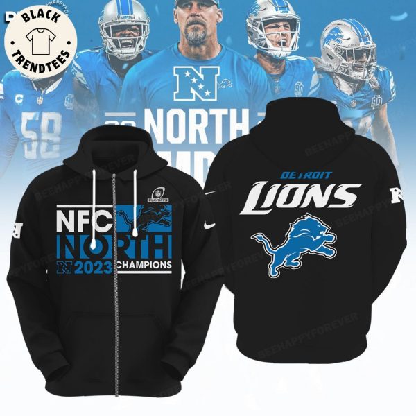 Detroit Lions 2023 NFC North Division Champions Black Nike Logo Design Hoodie Longpant Cap Set