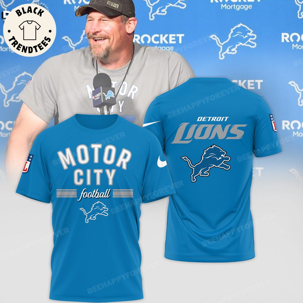 Detroit Lions Motor City Football Nike Logo Blue Design 3D T-Shirt
