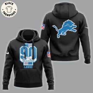 Detroit Lions To Celebrate 90th Season Black NFL Logo Design 3D Hoodie