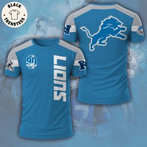 Detroit Lions To Celebrate 90th Season Blue Mascot Design 3D T-Shirt