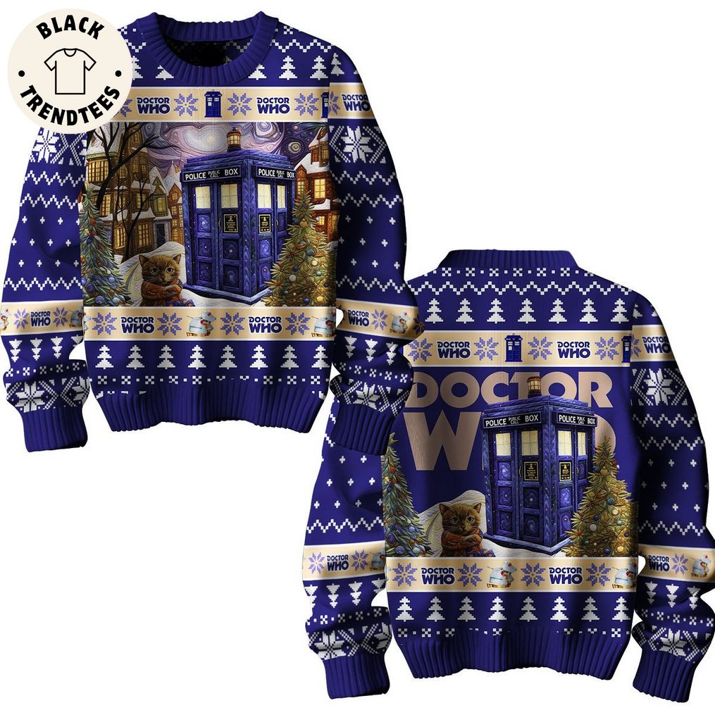 Doctor Who Blue Christmas Design 3D Sweater