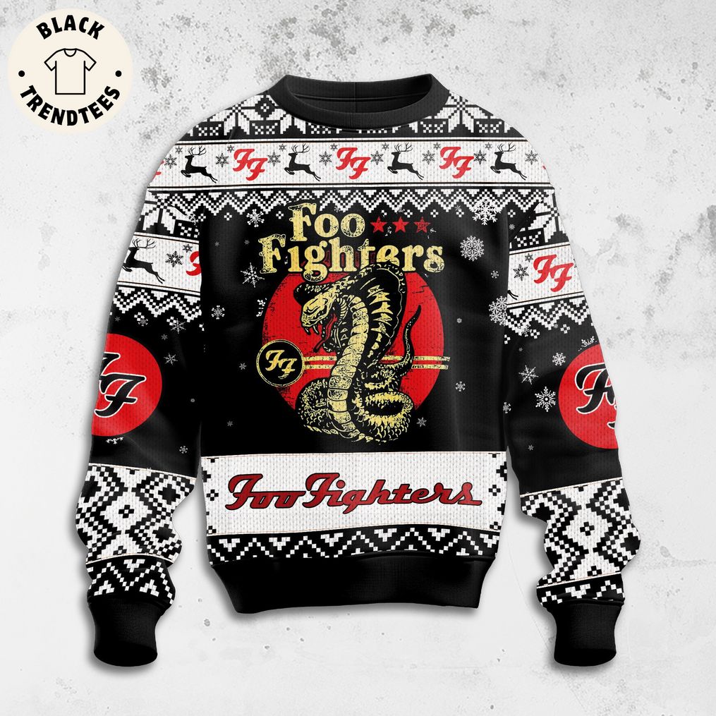 Foo Fighters Heart Black Christmas Design 3D Sweater