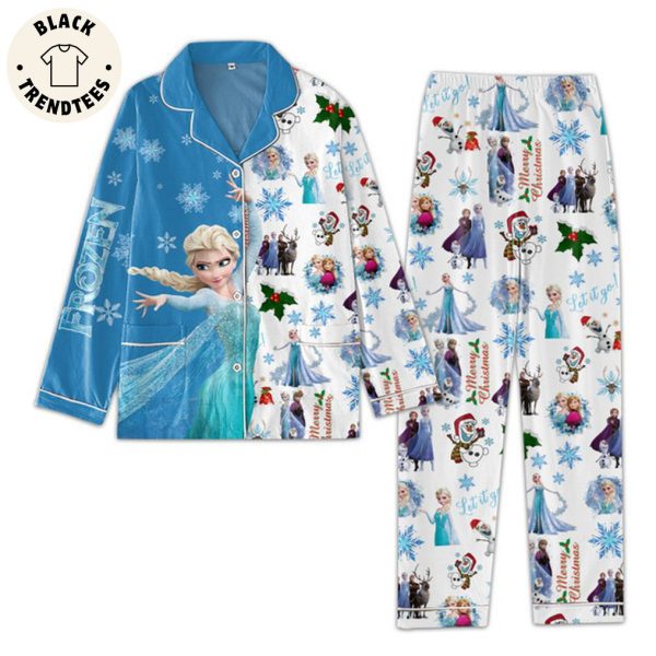 Frozen Christmas Blue White Design Pajamas Set