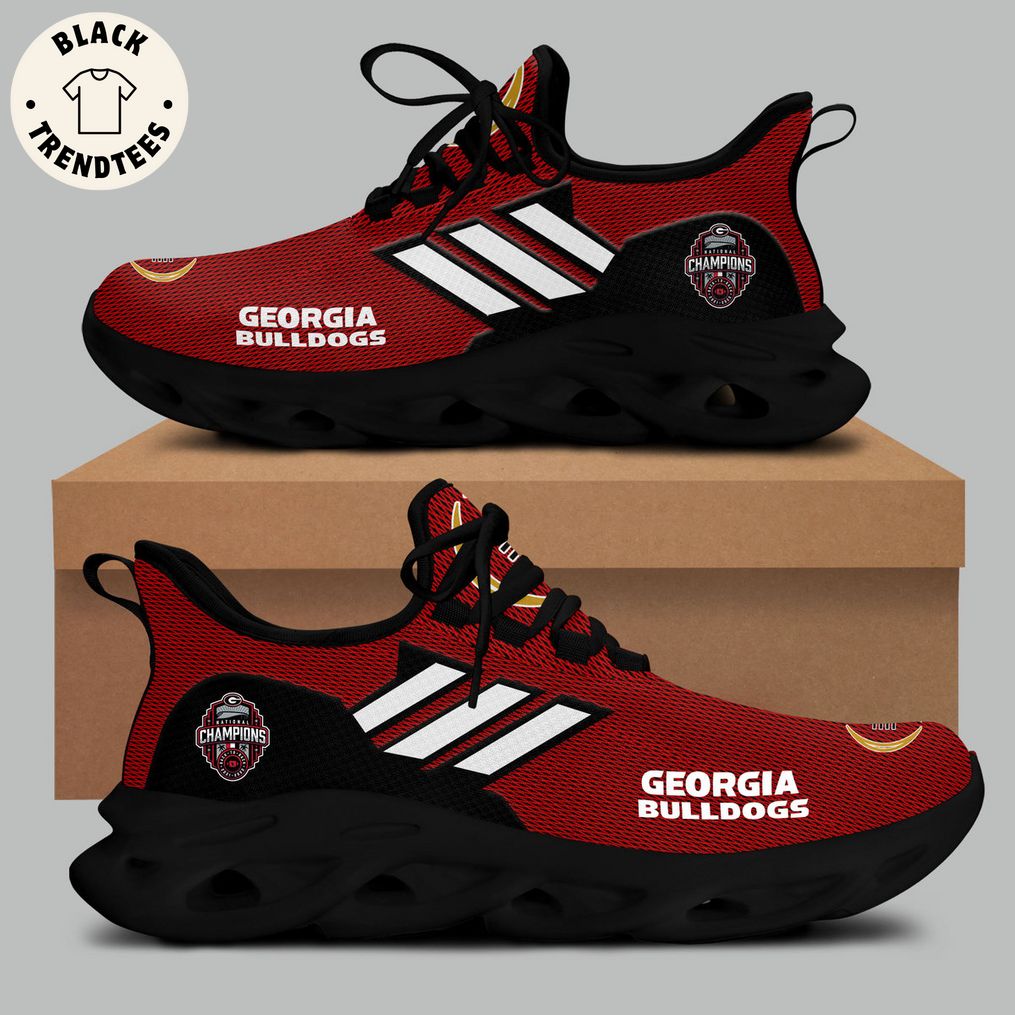 Georgia Bulldogs National Champions Red White Trim Design Max Soul Shoes
