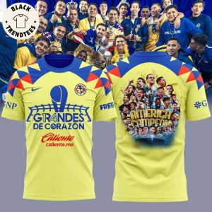 Gr4ndes Decorazon Club America Champions Yellow Nike Logo Design 3D T-Shirt