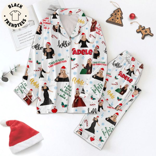 Hello Take It Easy This Christmas White Design Pajamas Set