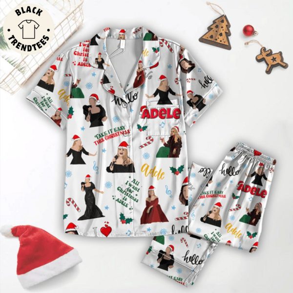 Hello Take It Easy This Christmas White Design Pajamas Set