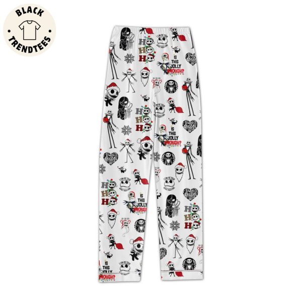 Ho Ho Ho Is This Jolly Enough White Skull Design Pajamas Set