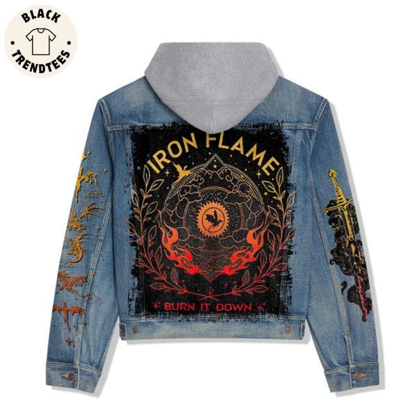 Iron Flame Brun It Down Design Hooded Denim Jacket