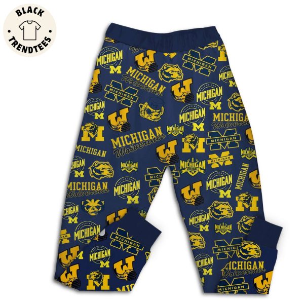 January 2024 Michigan Wolverines Rose Bowl Game Mascot Design Pajamas Set