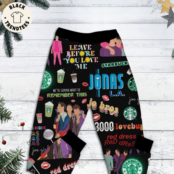 Jonas Brothers Starbucks Kind Of Girl Black Design Pajamas Set
