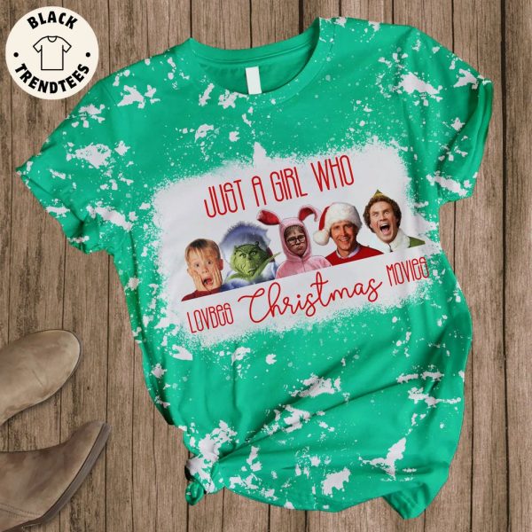 Just A Girl Who Loves Christmas Movies Green Design Pajamas Set